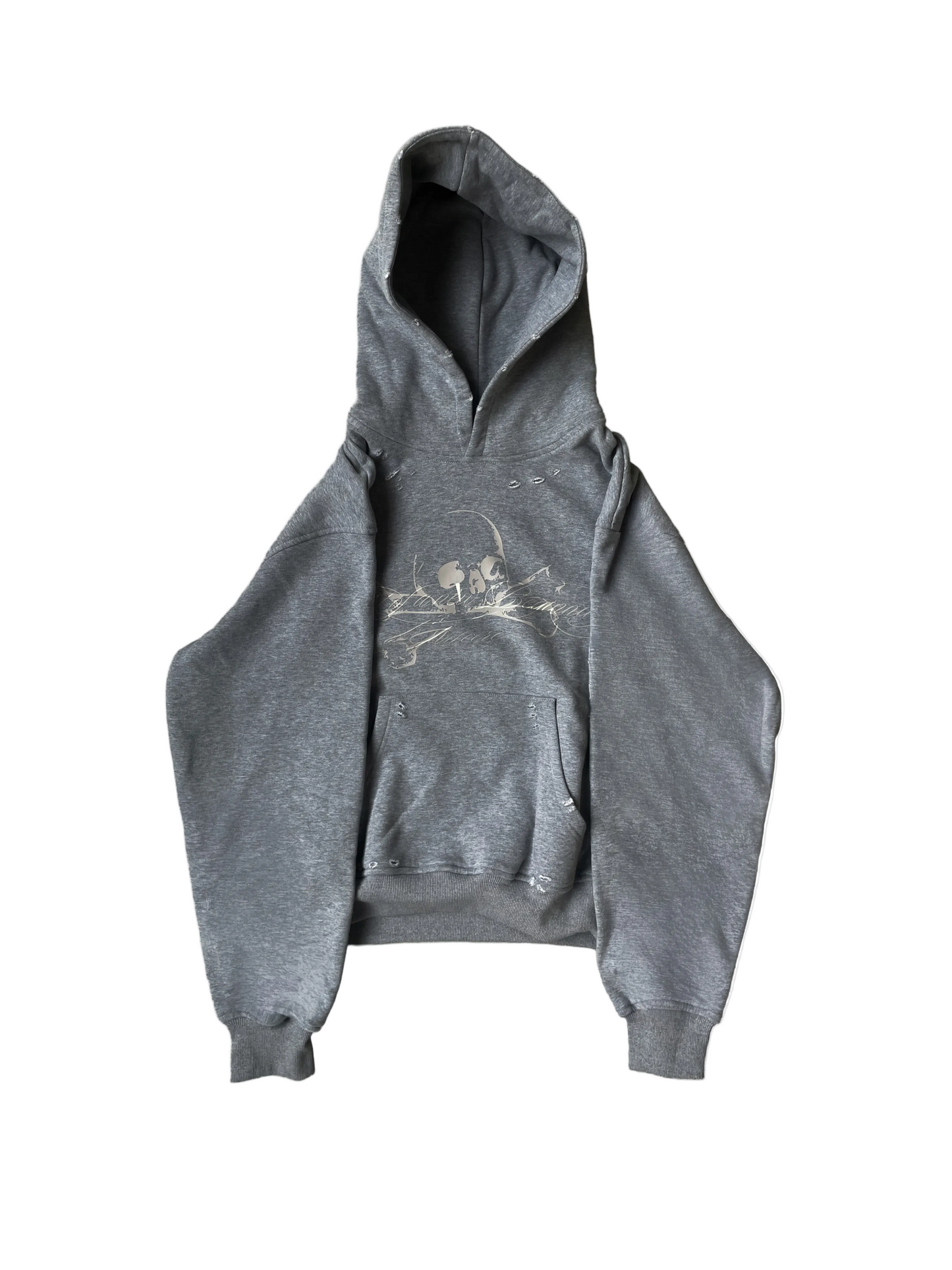 HEATHER GRAY SKULL HOODIE